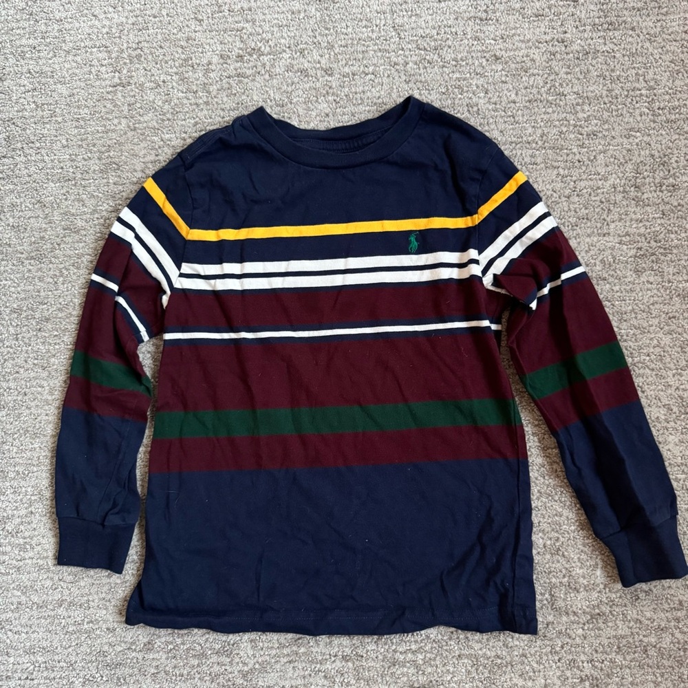 Polo by Ralph Lauren Navy and Gold Striped Shirt